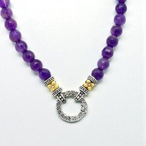 Barbara Bixby 18k/SS Amethyst Beaded Necklace
